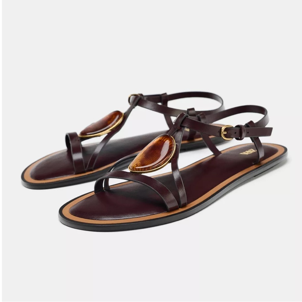 Zara NWT brown open toe sandals